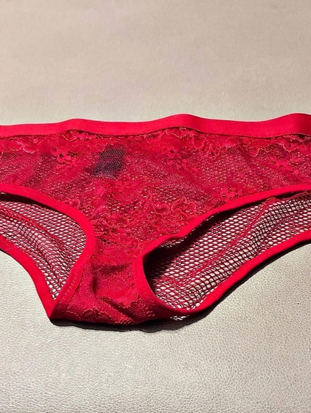 Frederick's of Hollywood Red Lace Mesh Panty XL Like New